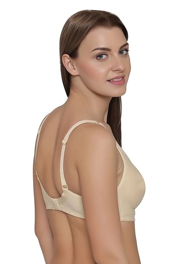 Back listing image for Non-Padded Non-Wired Full Coverage T-shirt Bra in Cream Colour - Cotton