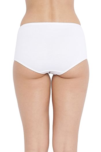 Back listing image for Cotton High Waist Hipster Panty with Lace Insert In White