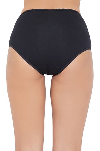 Back listing image for Cotton High Waist Hipster Panty with Lace Insert In Black