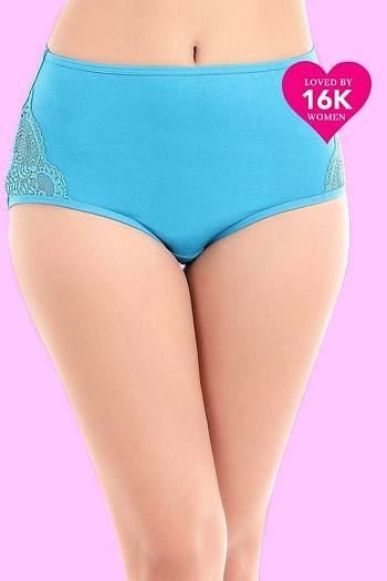 Front listing image for Cotton High Waist Hipster Panty with Lace Panel	