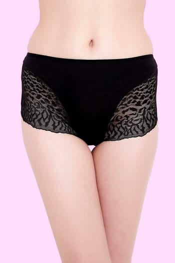 Clovia Cotton High Waist Hipster with Lace Wings
