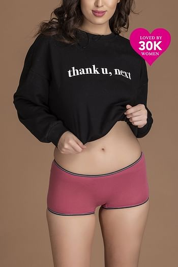 Front listing image for Mid Waist Boyshorts in Pink - Cotton