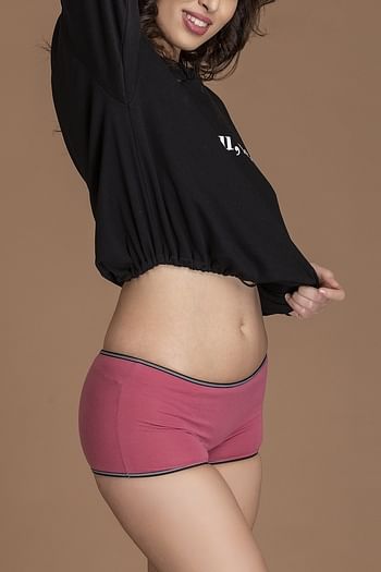 Back listing image for Mid Waist Boyshorts in Pink - Cotton