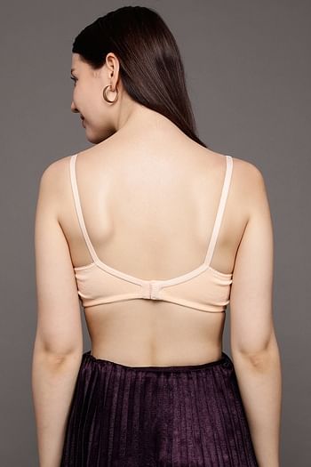 Back listing image for Non-Padded Non-Wired Full Coverage Sexy Bra In Nude - Cotton