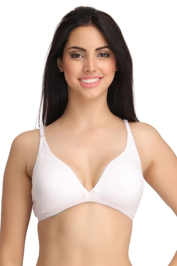 Clovia Cotton Non-Padded Non-Wired Demi Cup T-Shirt Bra - White