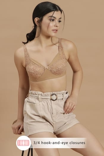 Clovia Cotton Non-Padded Non-Wired Plus Size Bra in Nude-Colour