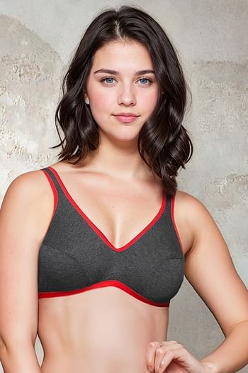 Front listing image for Non-Padded Full Coverage T shirt Bra In Grey - Cotton