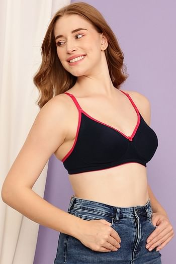 Back listing image for Lightly Padded Non-Wired Demi Cup Multiway T-shirt Bra in Navy - Cotton Rich