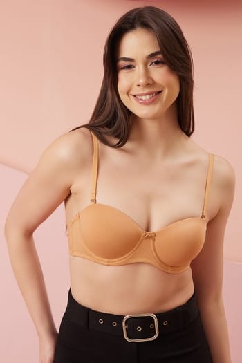 Clovia Cotton Padded Underwired Multiway Strapless Balconette T-Shirt Bra With Matching PN2021R24