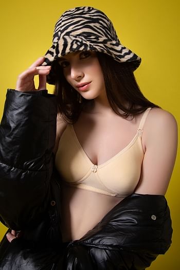 Back listing image for Non-Padded Non-Wired Full Coverage Multiway T-shirt Bra in Nude Colour - Cotton