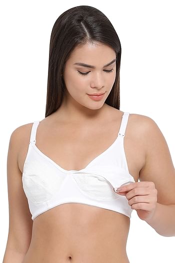 Front listing image for Non-Padded Non-Wired Full Cup Feeding Bra in White - Cotton Rich
