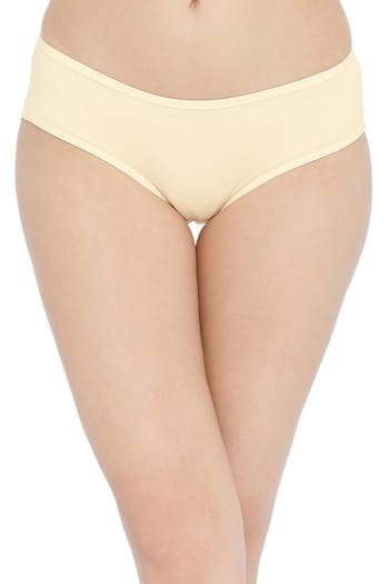 Clovia Mid Waist Hipster Panty in Beige - Cotton