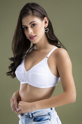 Back listing image for Non Padded Non-Wired Full Coverage Bra In White - Cotton Rich