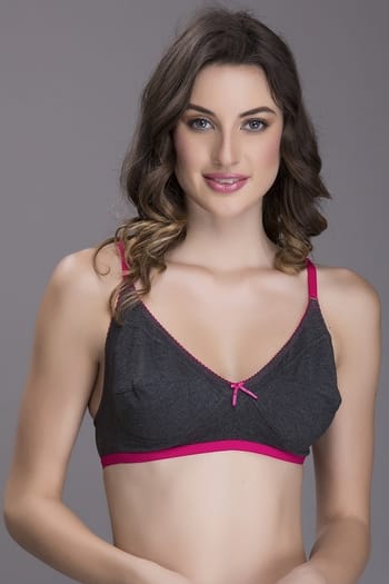Clovia Non-Padded Non-Wired Full Coverage Bra In Grey - Cotton Rich