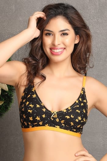 Clovia Non-Padded Non-Wired Full Coverage Printed Bra - Cotton Rich
