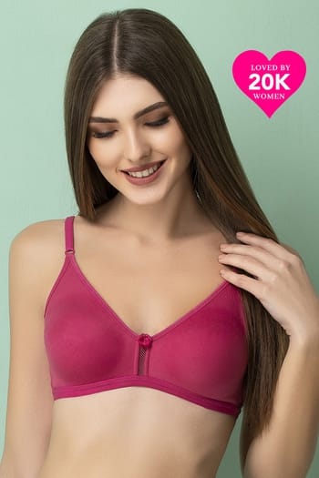 Clovia Smoothie Non-Padded Non-Wired Full Coverage Bra in Pink - Cotton Rich