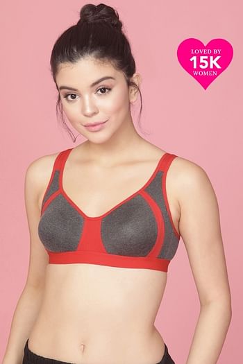 Front listing image for Non-Padded Non-Wired Full Coverage T-Shirt Bra in Red - Cotton Rich
