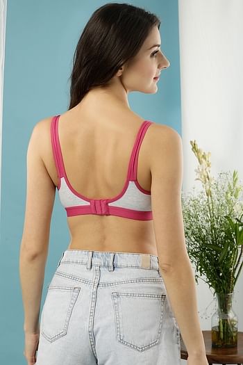 Back listing image for Non-Padded Non-Wired Full Coverage T-Shirt Bra In Light Grey - Cotton Rich