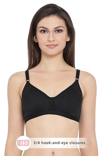 Front listing image for Non-Padded Non-Wired Full Coverage T-Shirt Bra In Black - Cotton Rich