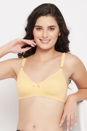 Clovia Non-Padded Non-Wired Full Coverage T-shirt Bra in Nude - Cotton Rich