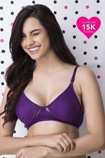 Front listing image for Cotton Rich Non Padded Wirefree T-shirt Bra In Purple