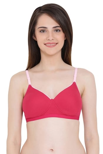Clovia Padded Non-Wired Full Cup Multiway T-shirt Bra in Magenta - Cotton Rich