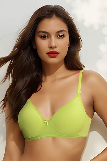 Front listing image for Level 1 Push-Up Padded Non-Wired Demi Cup Multiway T-shirt Bra in Neon Green - Cotton