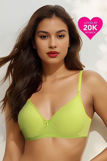 Front listing image for Level 1 Push-Up Padded Non-Wired Demi Cup Multiway T-shirt Bra in Neon Green - Cotton