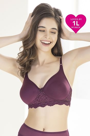 Front listing image for Flair Non-Padded Non-Wired Full Coverage Spacer Cup T-shirt Bra in Wine Colour - Cotton