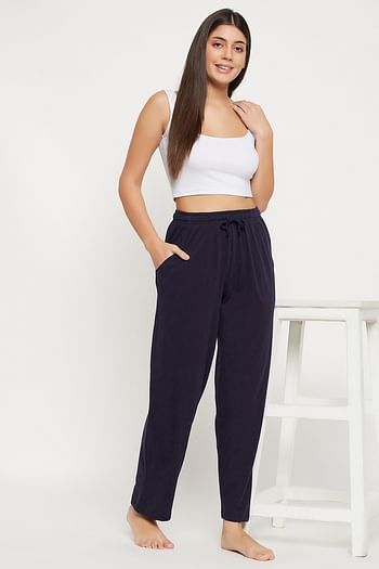 Front listing image for Pyjama with Elastic Waistband in Navy - Cotton Rich