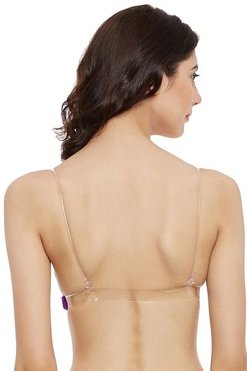 Back listing image for Non-Wired Full Coverage T-shirt Bra with Transparent Multiway Straps in Purple - Cotton Rich