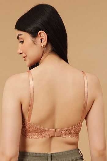 Back listing image for Flair Non-Padded Non-Wired Full Coverage Spacer Cup T-Shirt Bra in Nude Colour - Cotton