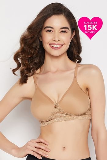 Front listing image for Flair Non-Padded Non-Wired Full Coverage Spacer Cup T-Shirt Bra in Nude Colour - Cotton
