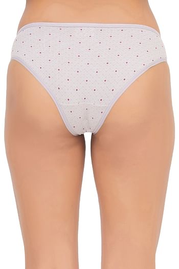 Back listing image for Geometric Print Low Waist Bikini Panty in Light Grey - Cotton