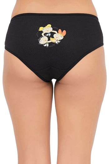 Front listing image for Graphic Print Mid Waist Hipster Panty in Black - Cotton