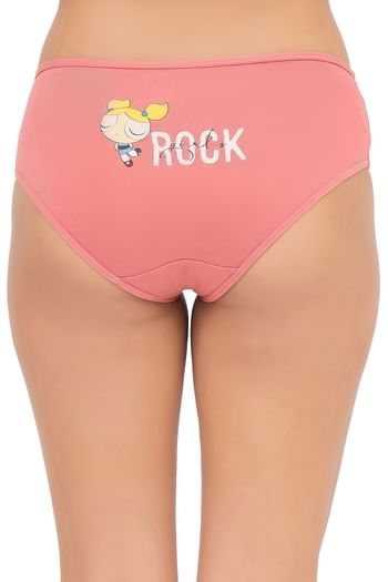 Back listing image for Graphic Print Mid Waist Hipster Panty in Salmon Pink - Cotton