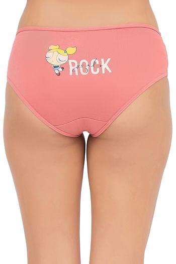 Front listing image for Graphic Print Mid Waist Hipster Panty in Salmon Pink - Cotton