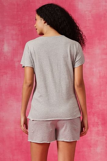 Back listing image for Chic Basic Top & Shorts in Grey - 100% Cotton