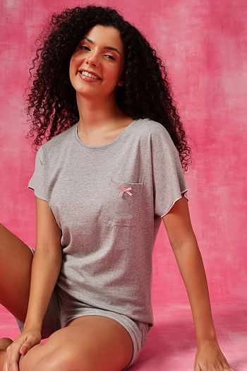 Front listing image for Chic Basic Top & Shorts in Grey - 100% Cotton