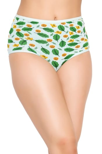 Clovia Printed High Waist Hipster Panty in Light Blue - Cotton