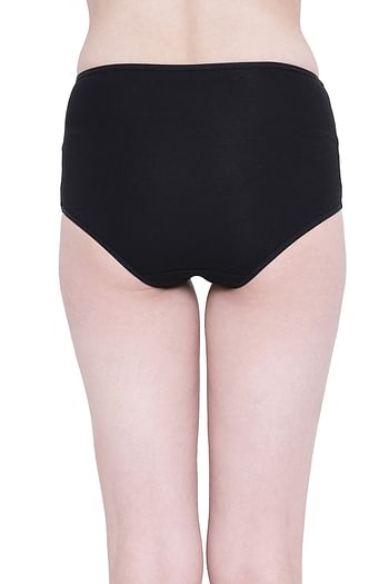 Back listing image for High Waist Hipster Panty in Black- Cotton
