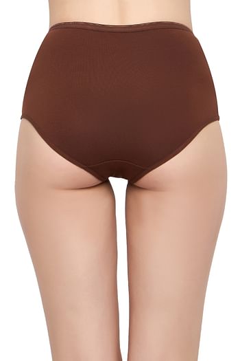 Back listing image for High Waist Hipster Panty in Dark Brown - Cotton