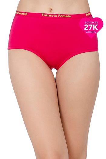 Front listing image for High Waist Hipster Panty in Magenta - Cotton