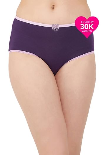 Front listing image for High Waist Hipster Panty in Purple - Cotton