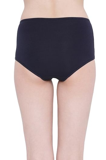 Back listing image for High Waist Hipster Panty with Lace Inserts in Navy - Cotton & Lace
