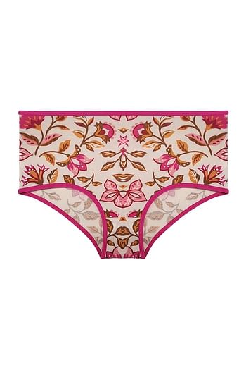Front listing image for High Waist Printed Hipster Panty in White - Cotton