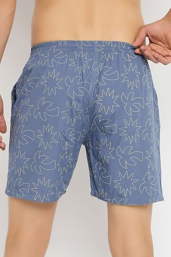 Back listing image for John Players 3 Pocket Printed Boxers in Dark Grey - 100% Cotton	