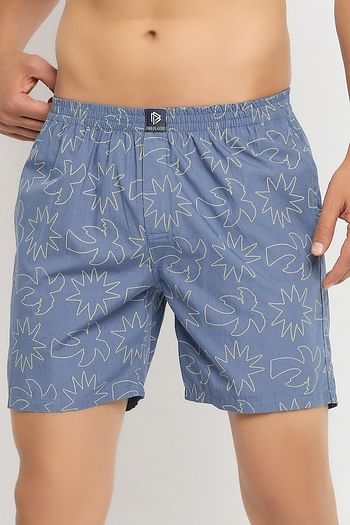 Front listing image for John Players 3 Pocket Printed Boxers in Dark Grey - 100% Cotton	