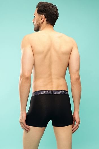 Back listing image for John Players Classic Cotton Trunk with Sublimation Waistband in Black