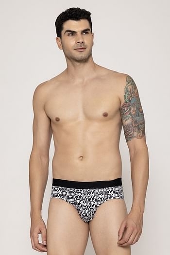 Front listing image for John Players Barca Printed Cotton Brief in Black